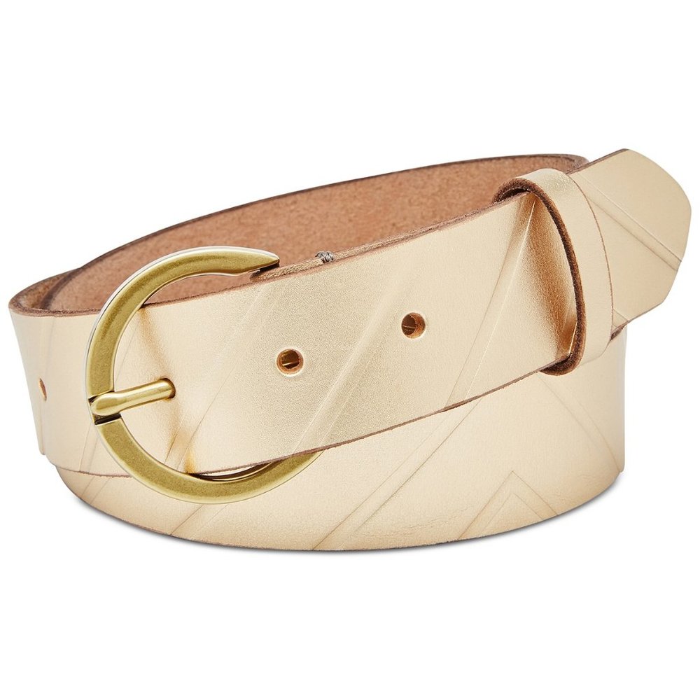 Fossil Embossed Leather Belt Blk L or Tan S